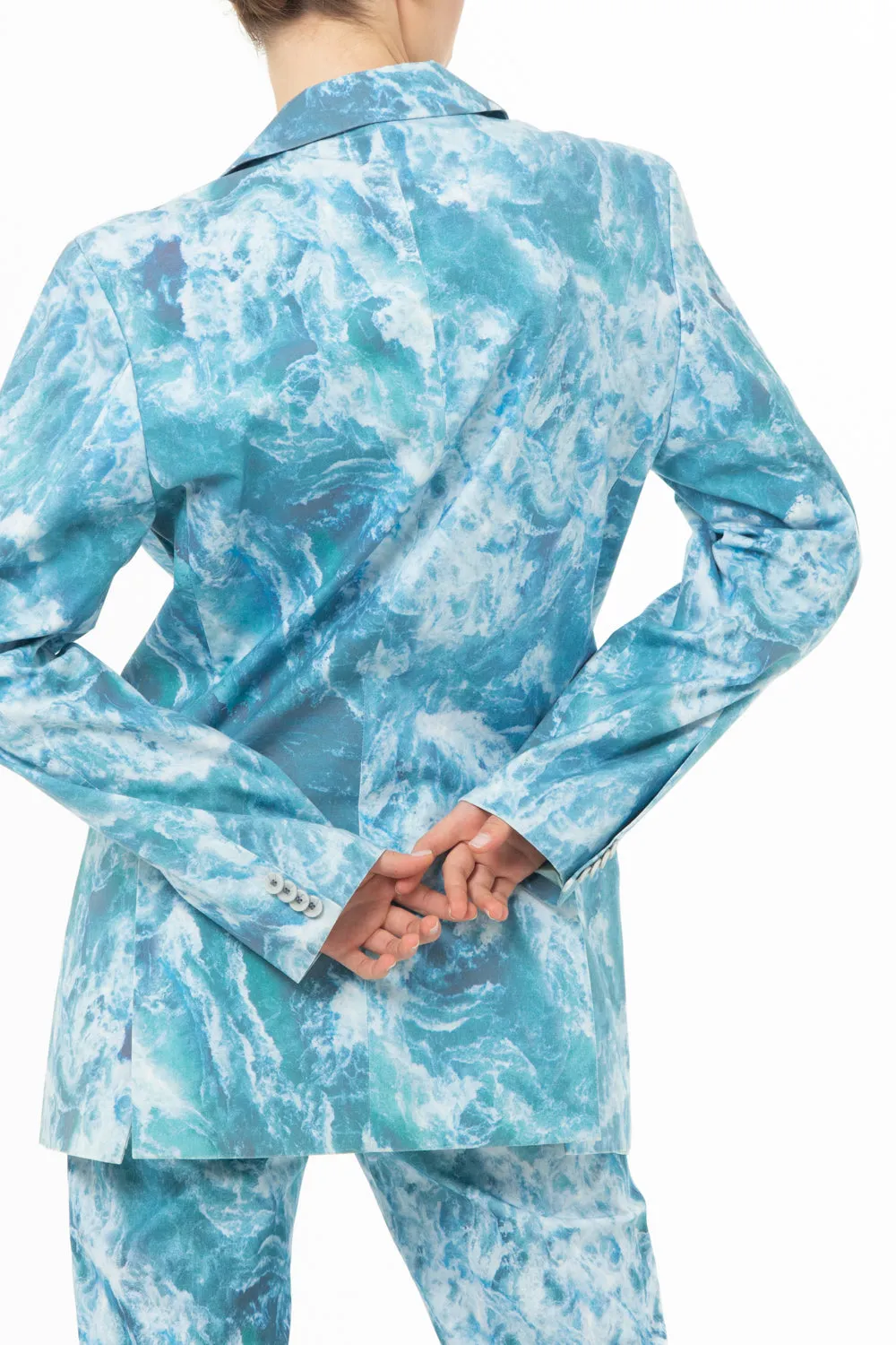 Oversized blazer in ocean printed fabric