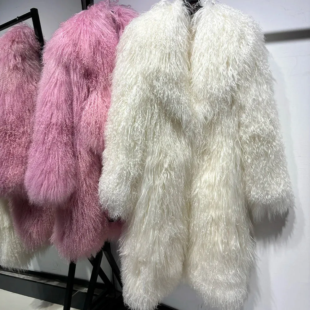 Oversized Mongolian Curly Lamb Fur Coat