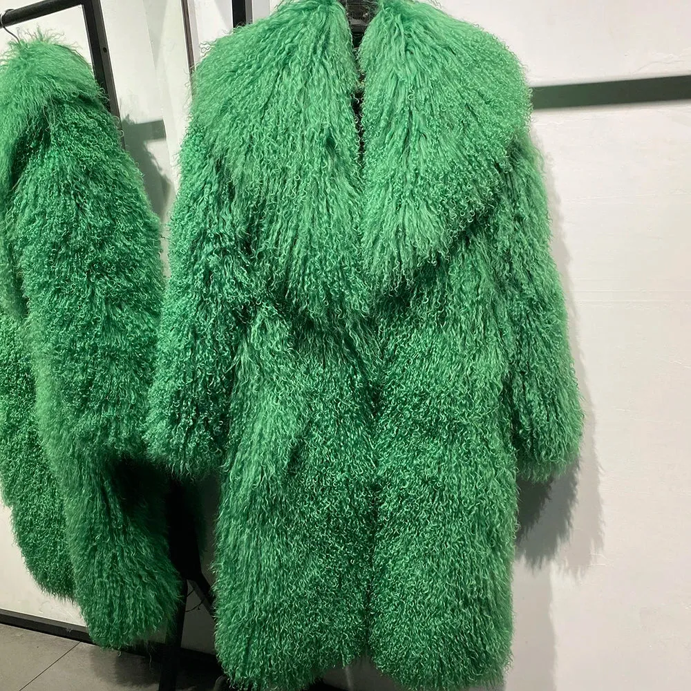 Oversized Mongolian Curly Lamb Fur Coat