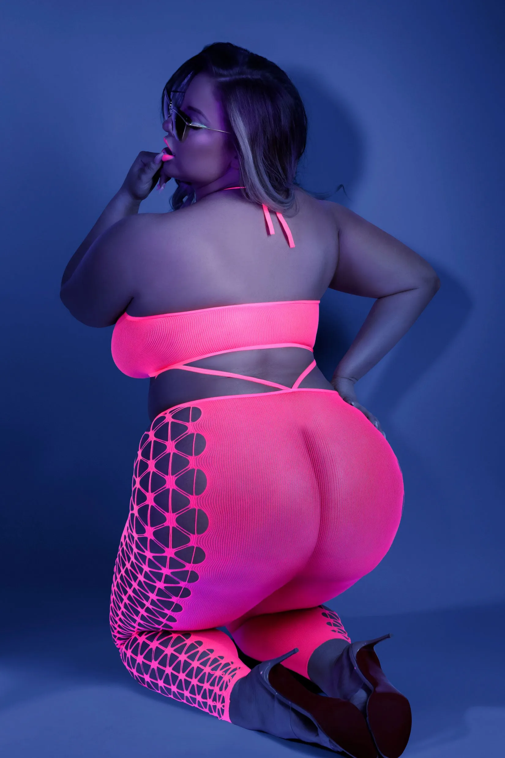 Own the Night Bodystocking - Queen - Neon Pink