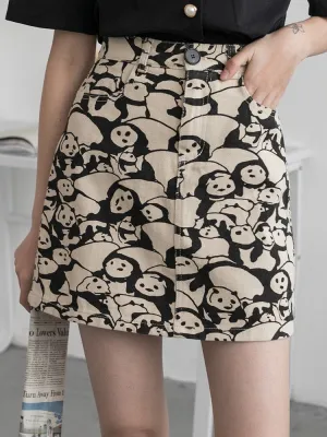 Panda Skirt Black and White