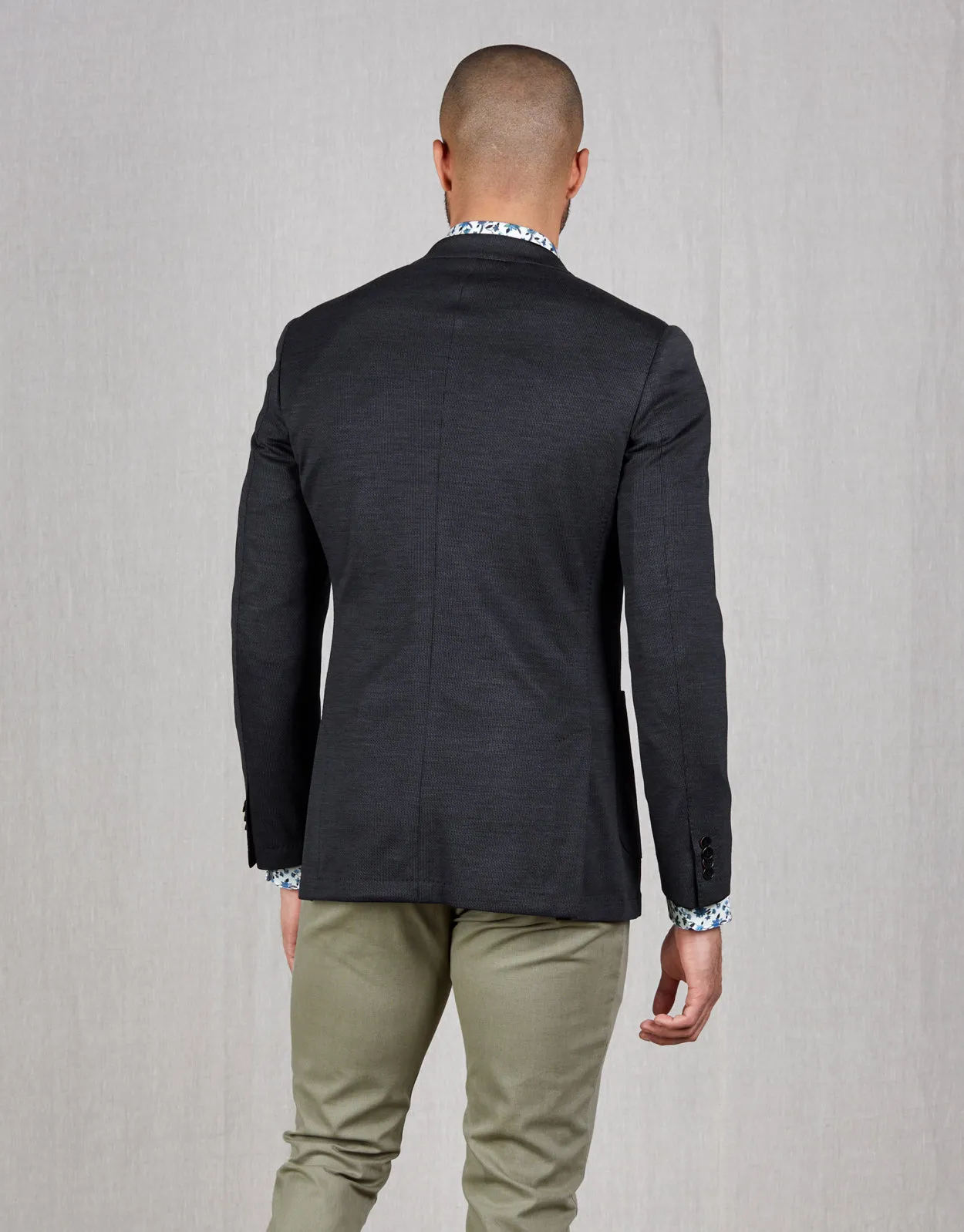 Pearse Navy Hopsack Knit Blazer