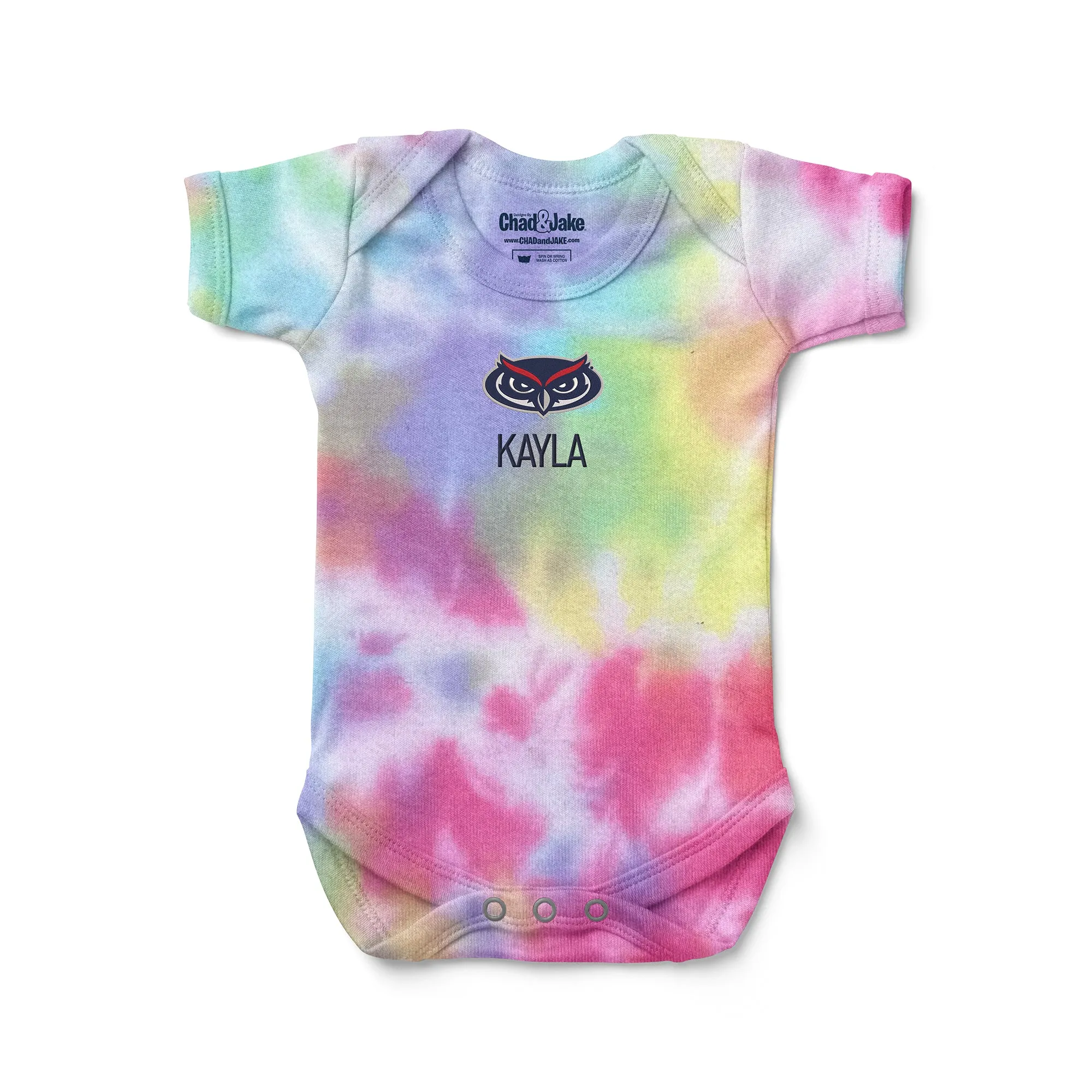 Personalized FAU Owls Tie Dye Bodysuit