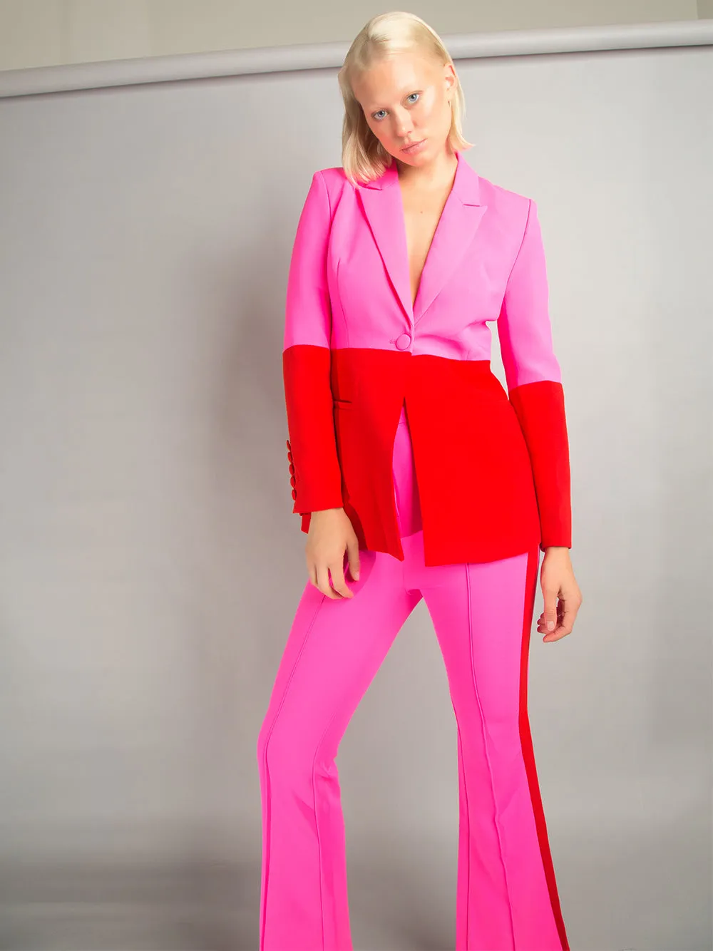 PETELE Blazer & Pants Set In Pink & Red