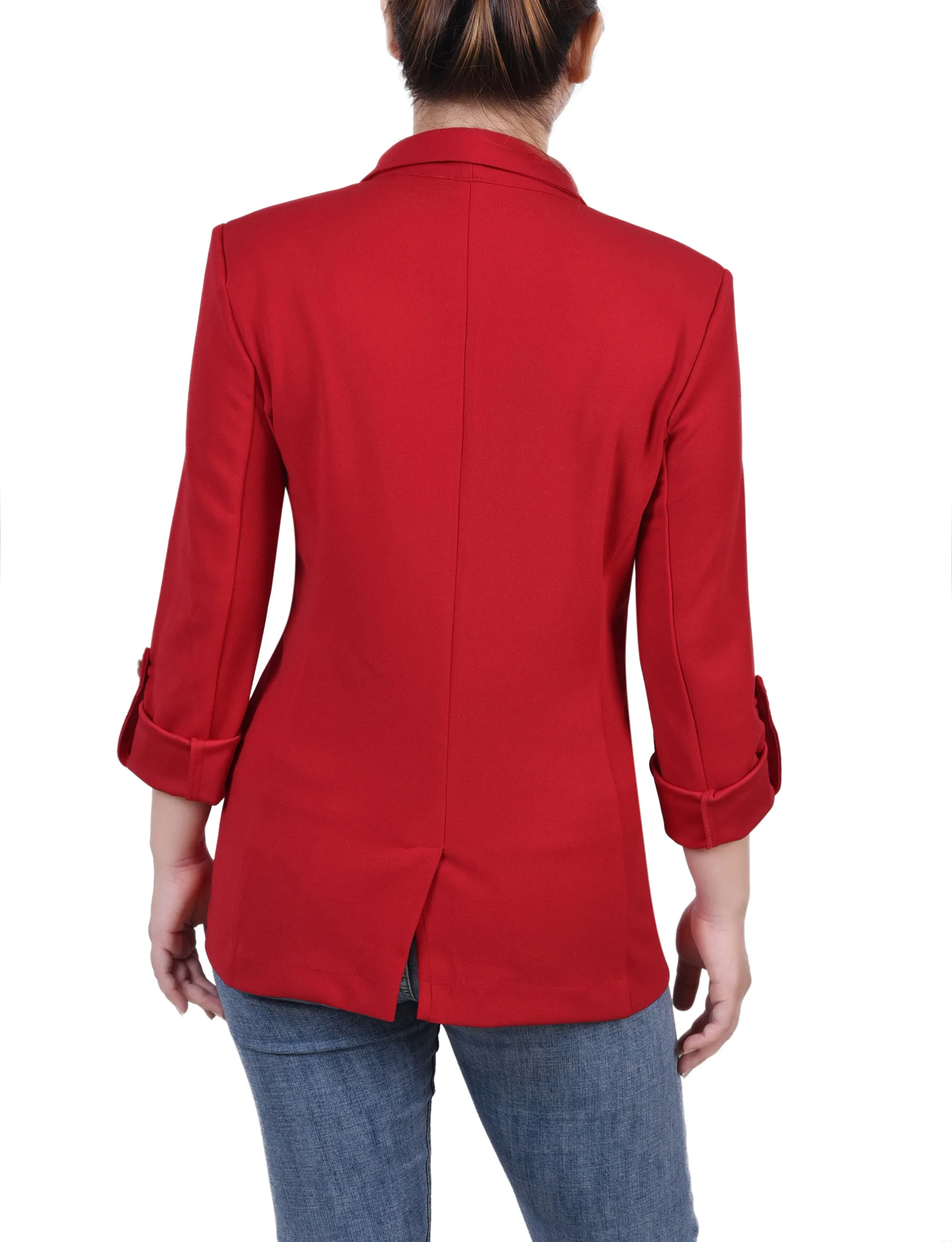 Petite Long Sleeve Double Breasted Crepe Jacket