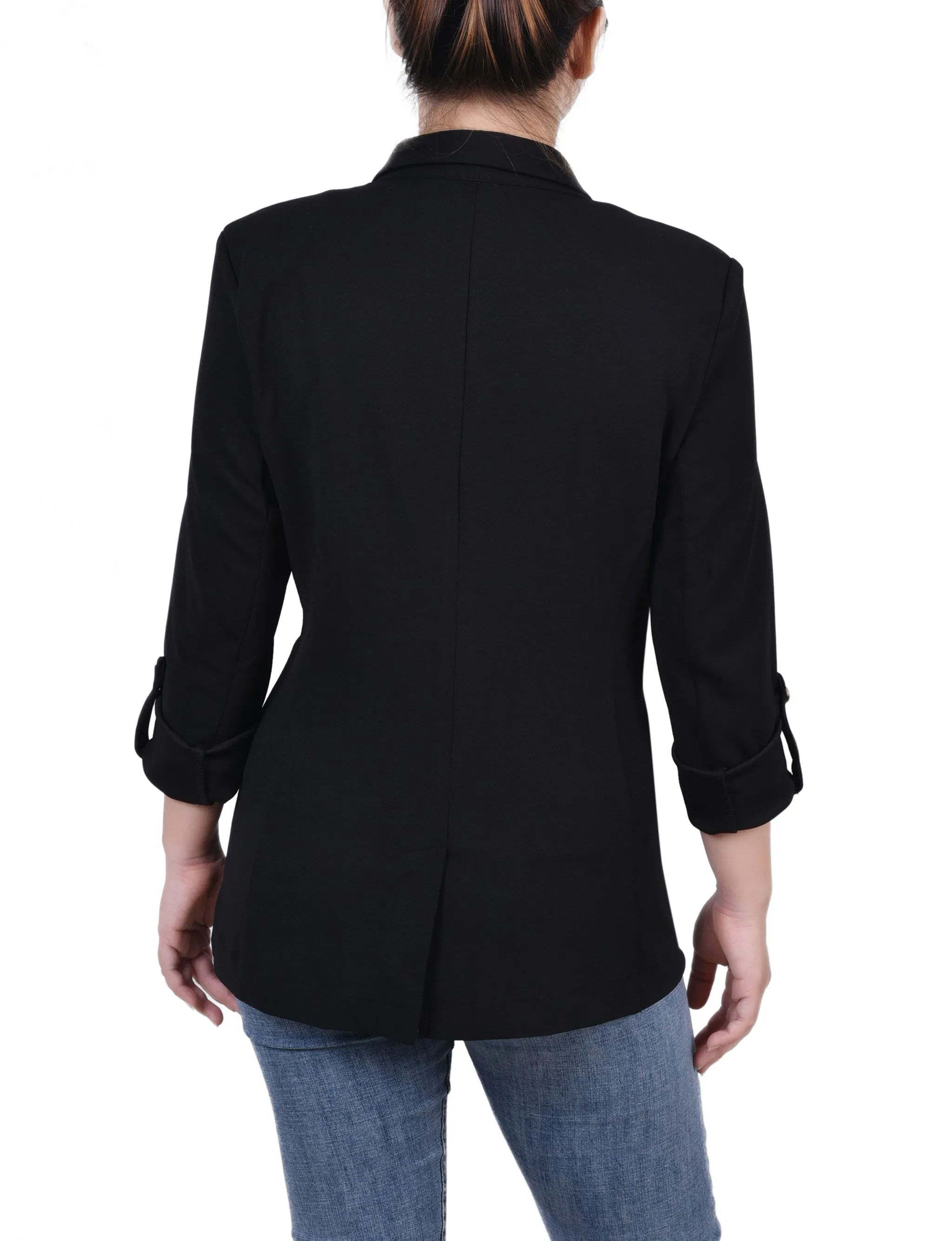 Petite Long Sleeve Double Breasted Crepe Jacket