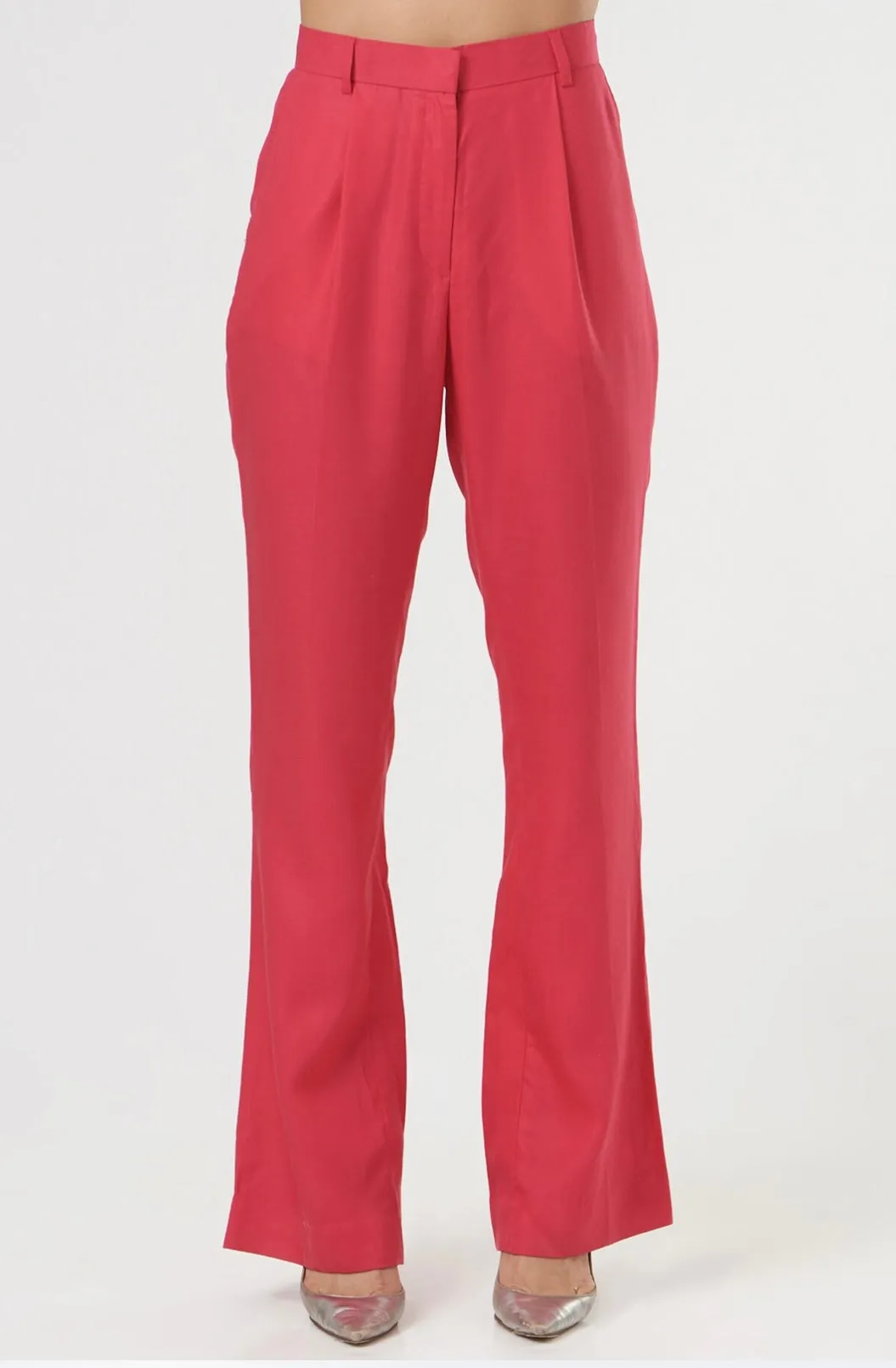 Pink High Waist full length work trousers for women