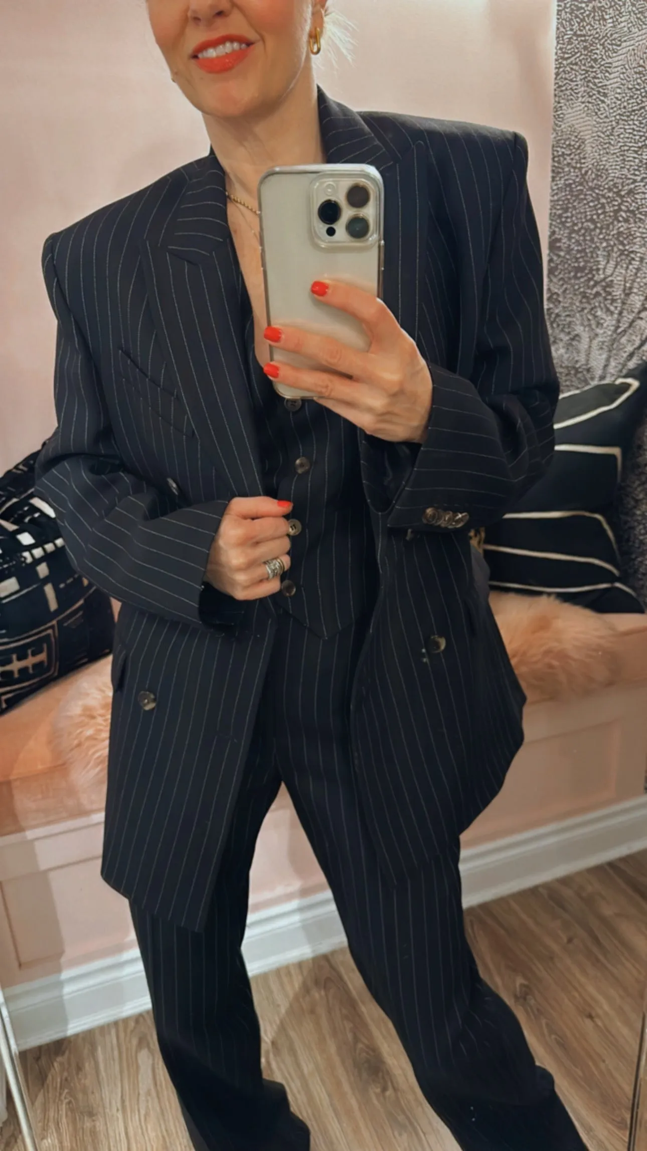 Pinstripe Double Breasted Blazer