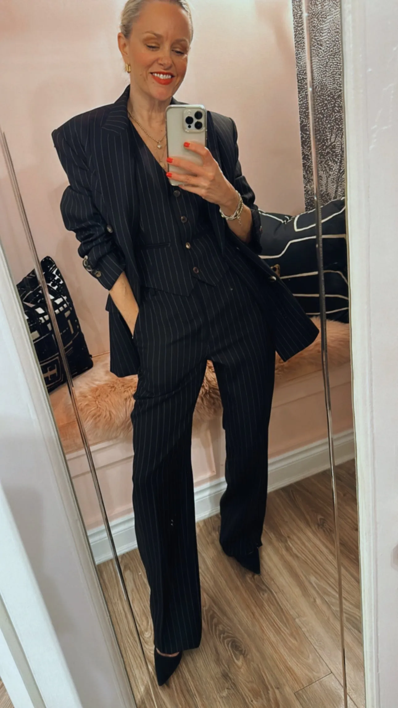 Pinstripe Double Breasted Blazer