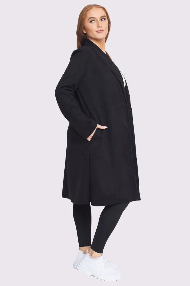 Plain Open Front Longline Blazer Cardigan