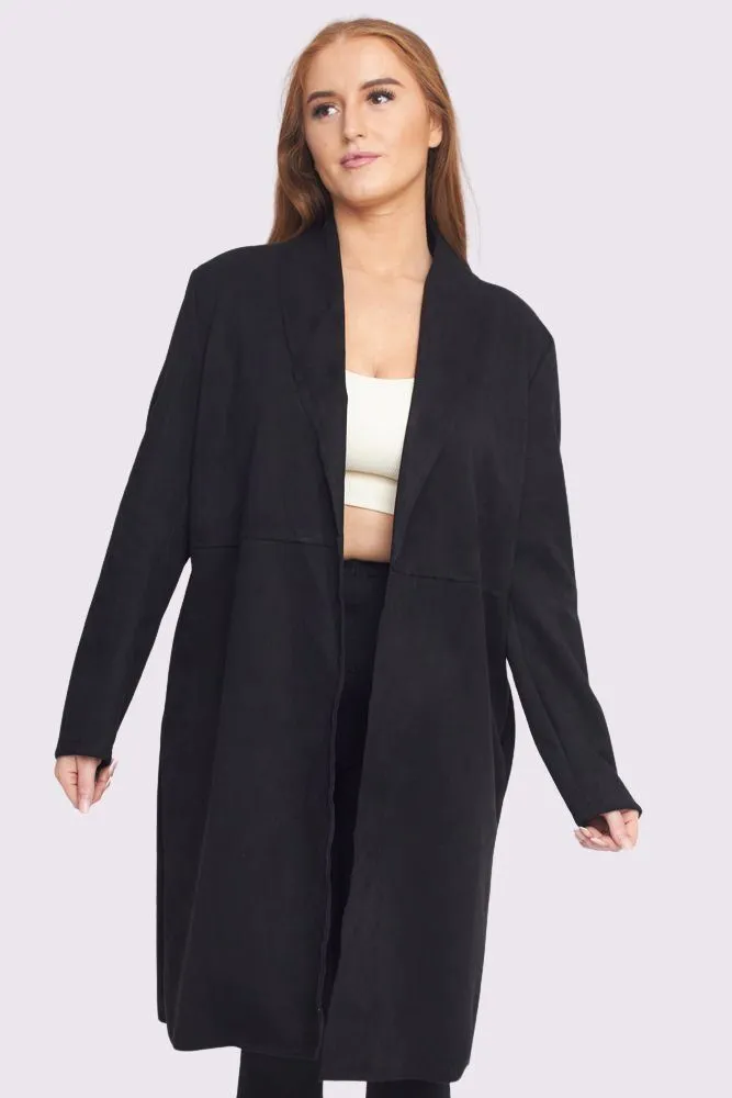 Plain Open Front Longline Blazer Cardigan