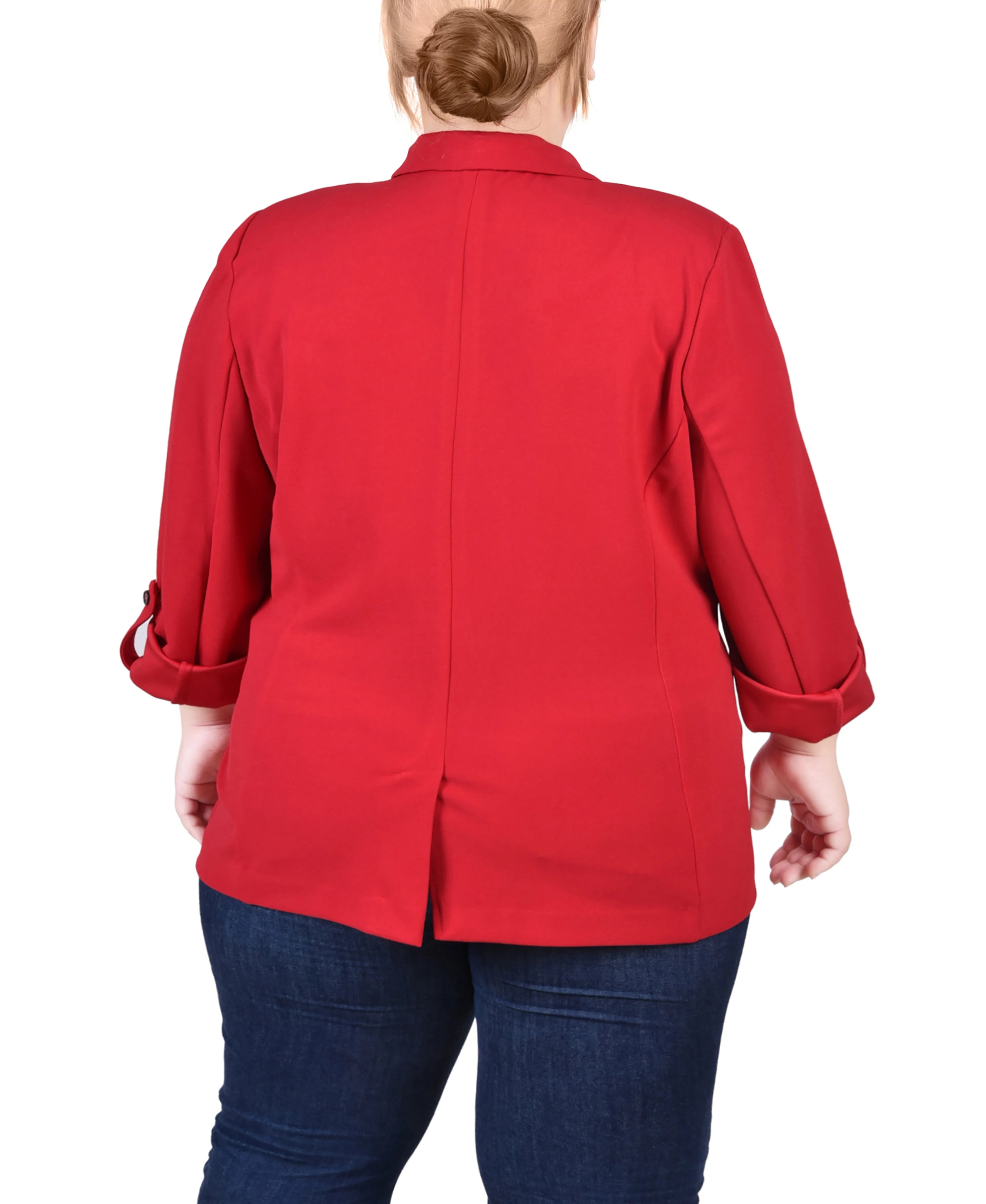 Plus Size Long Sleeve Double Breasted Crepe Jacket