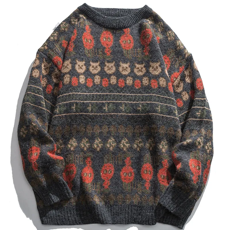 PopFlying Vintage Sweater Knitting Jacquard