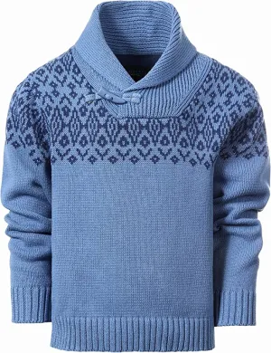 Pullover Knitted Sweater with Toggle Button Closure-Royal Blue