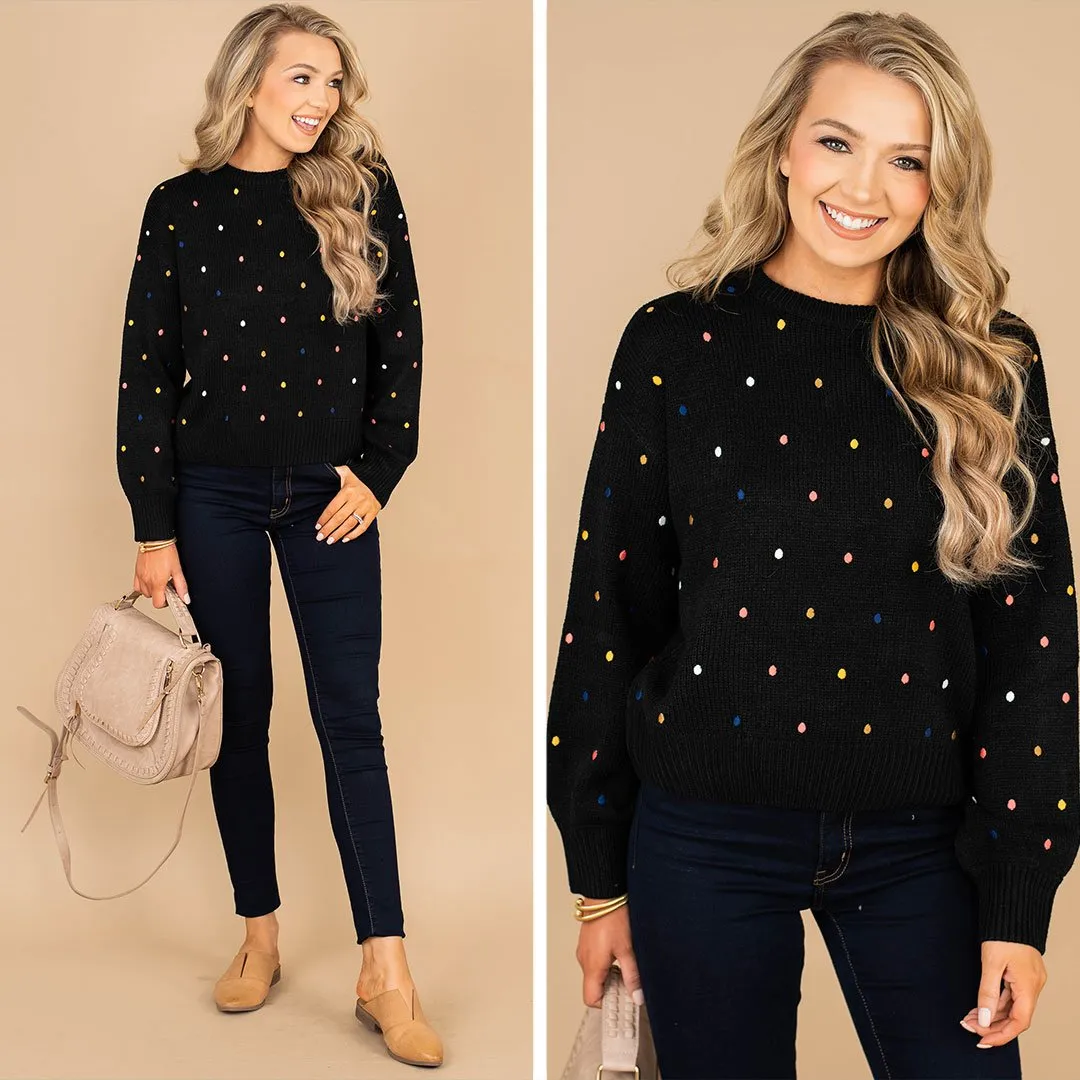 Reveal Your Joy Black Polka Dot Sweater