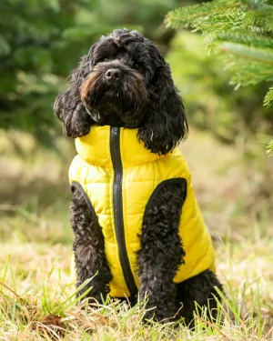 Reversible Dog Puffer Jacket - Yellow and Grey