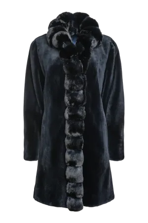 Reversible Sheared Mink and Chinchilla Fitted Mid-Length Fur Coat