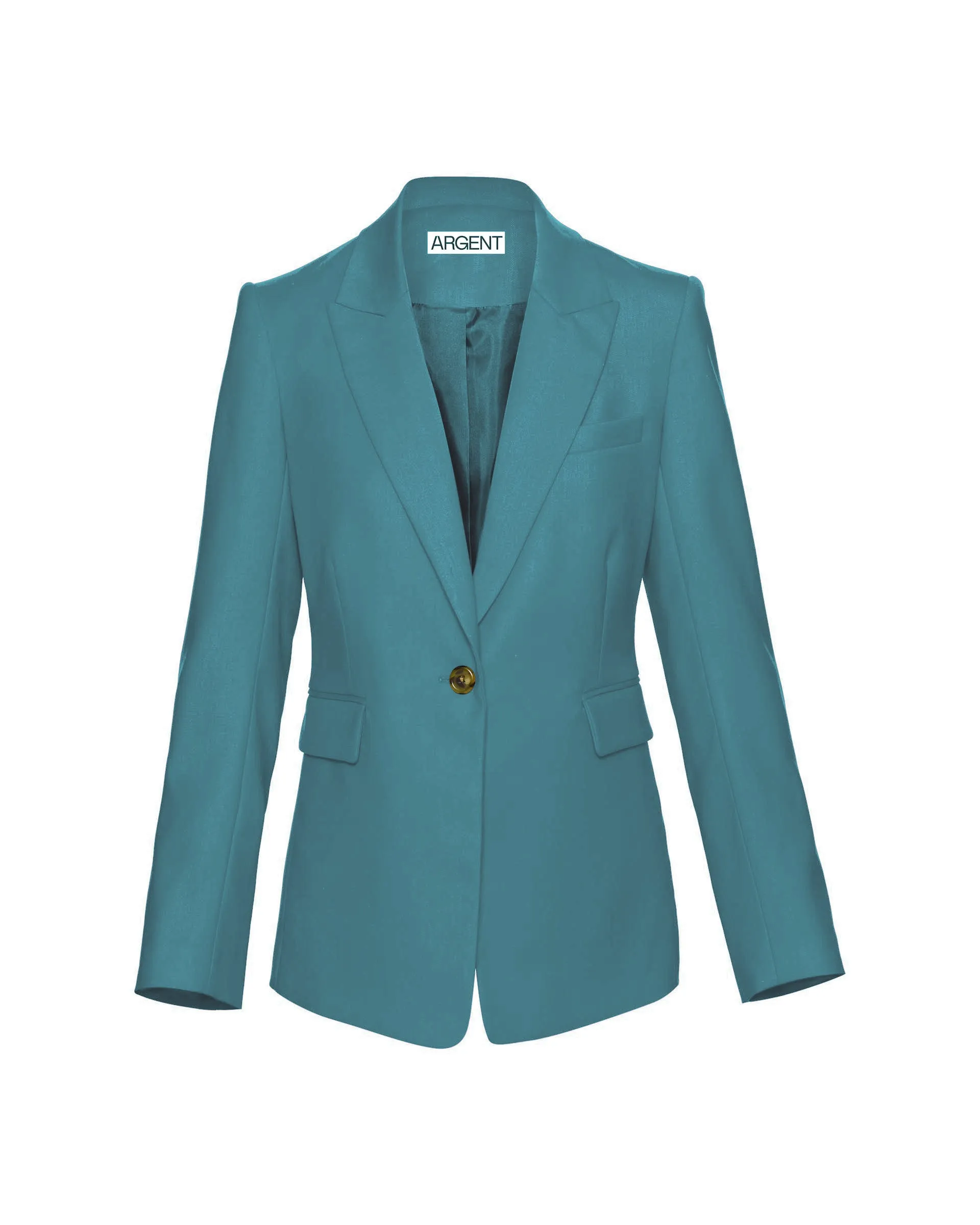 Single Button Blazer in Seasonless Wool | Cadet Blue