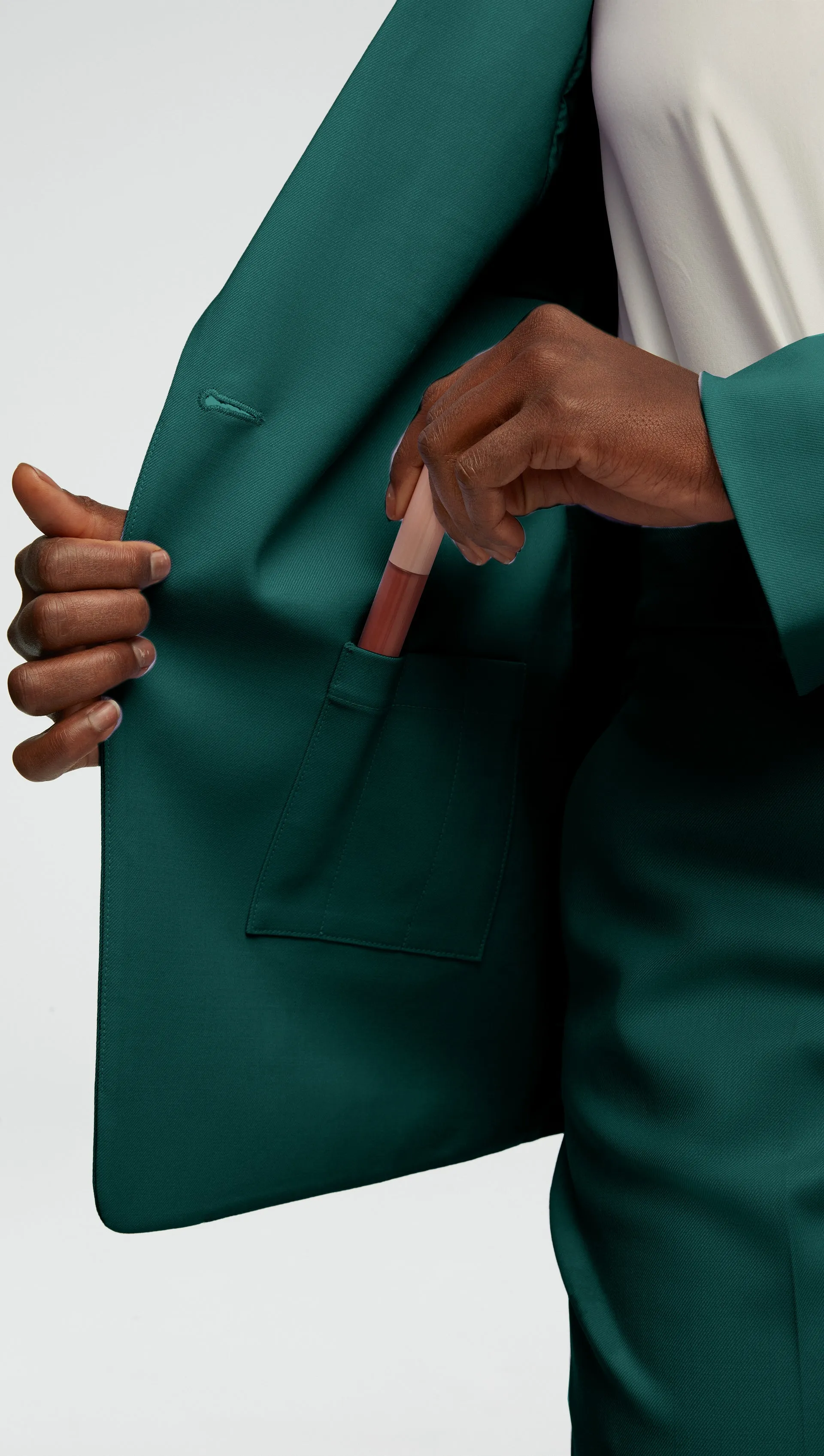 Single Button Blazer in Seasonless Wool | Emerald