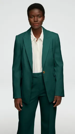 Single Button Blazer in Seasonless Wool | Emerald