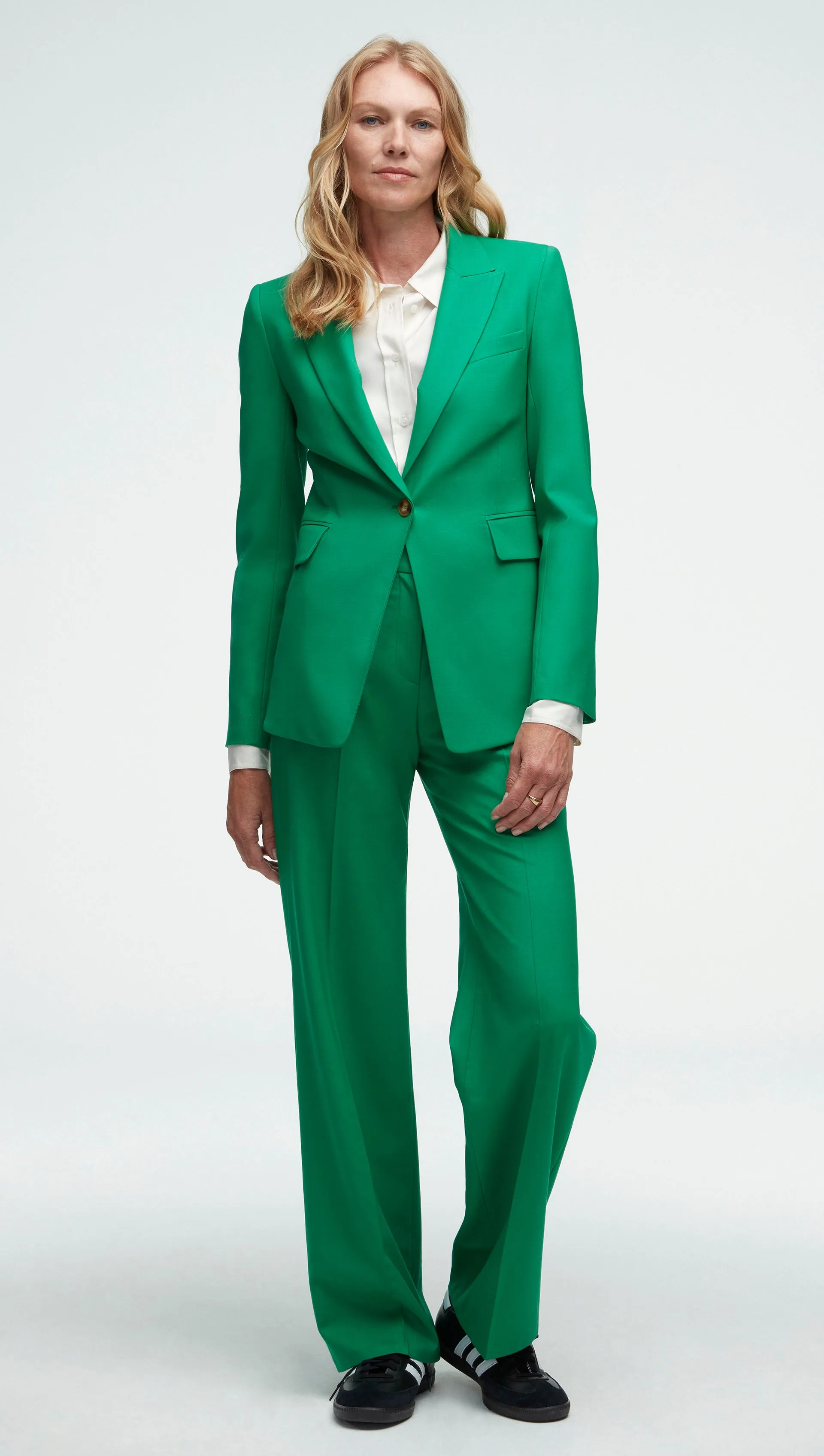 Single Button Blazer in Seasonless Wool | Kelly Green