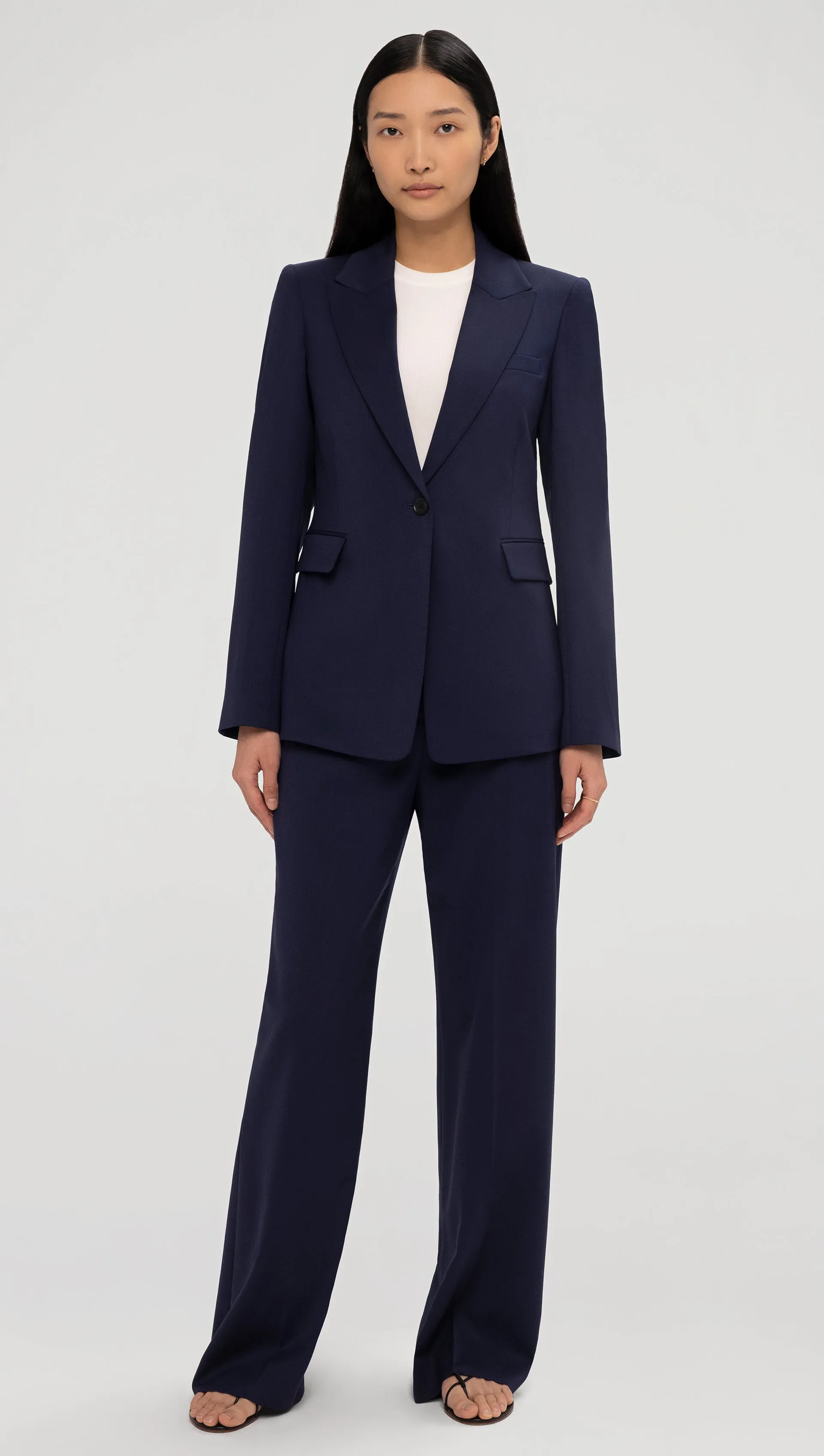 Single Button Blazer in Seasonless Wool | Navy