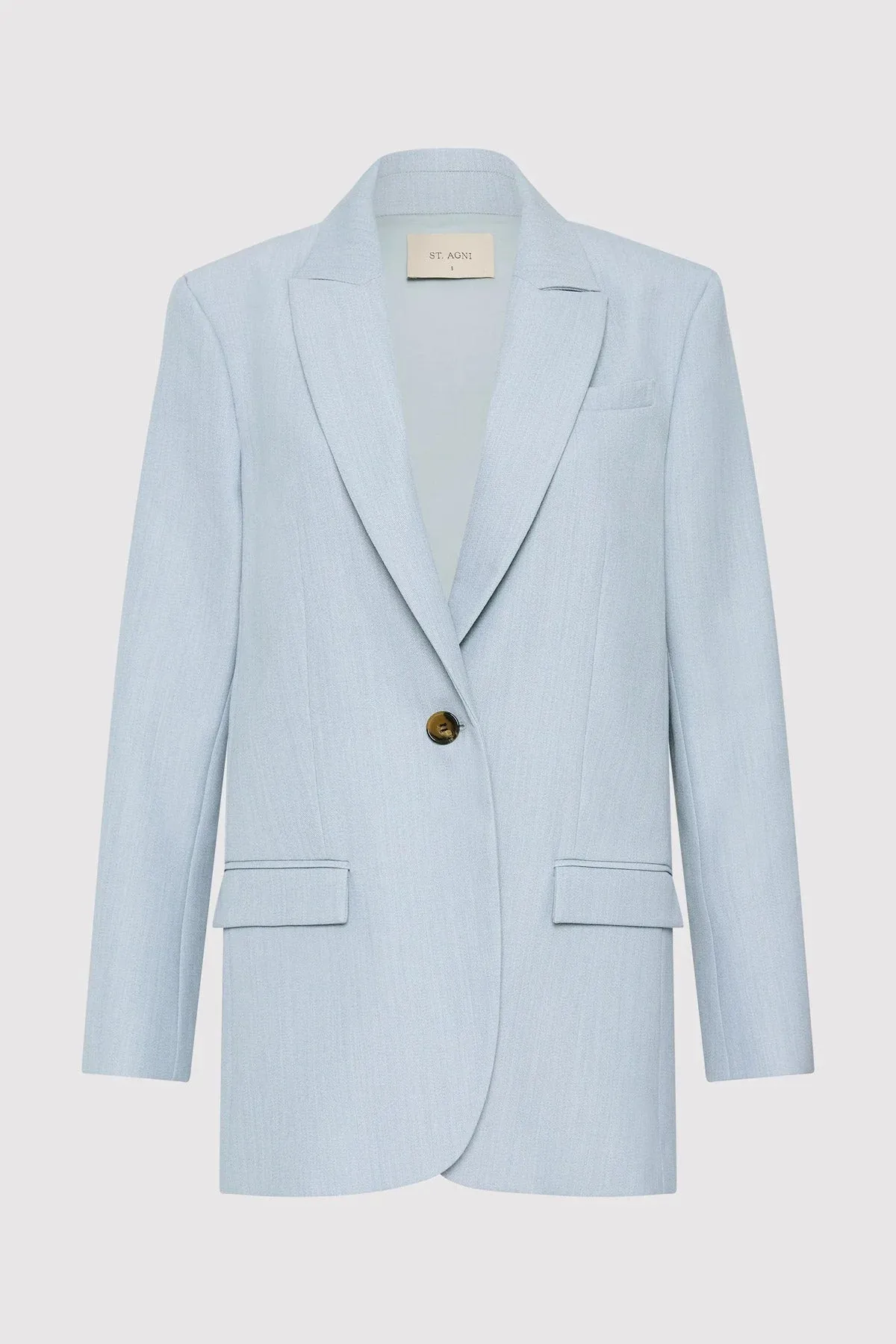 Single Button Tailored Blazer Stone Blue