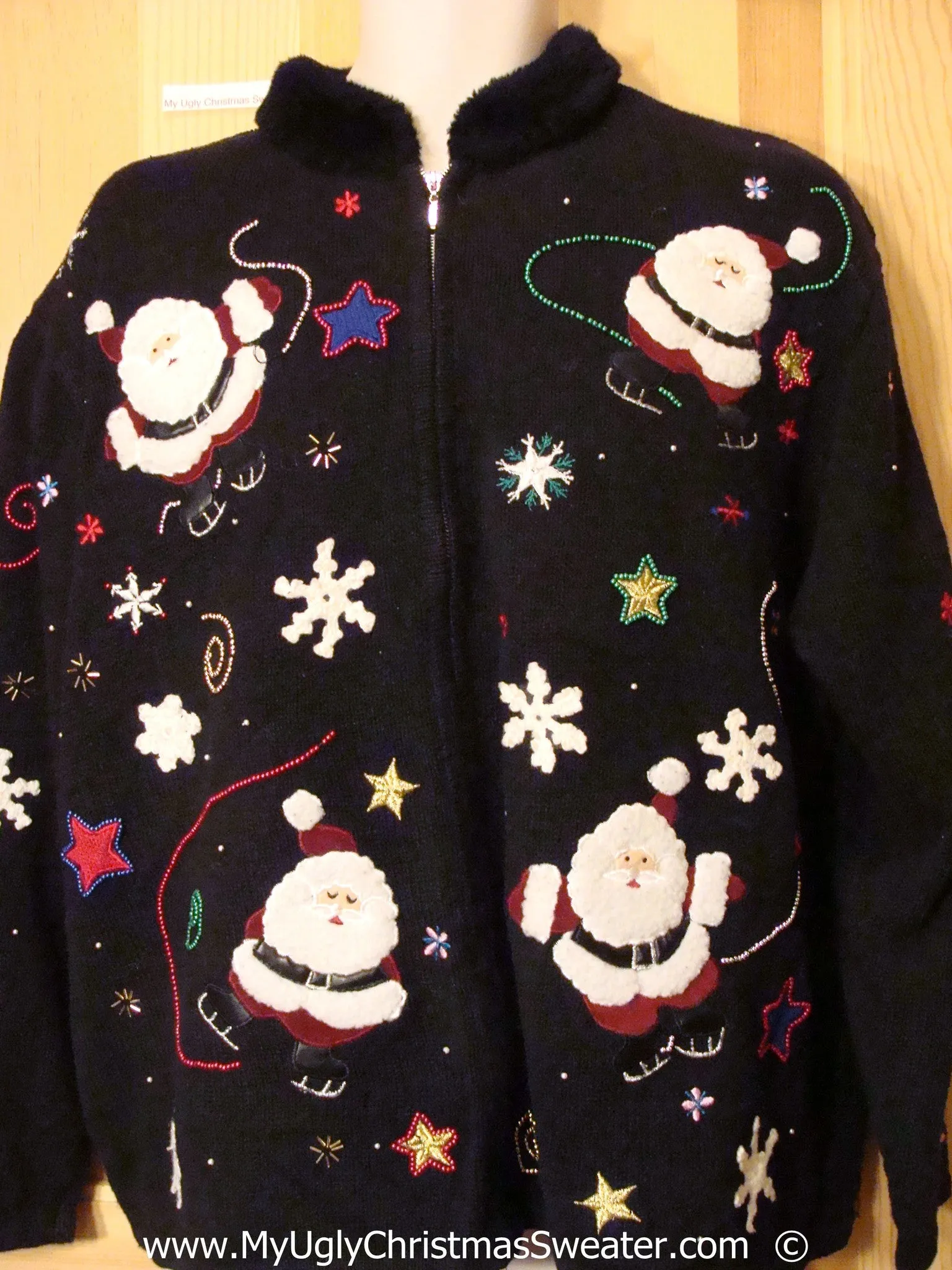 Skating Santas Festive Christmas Sweater Wm Mens XXXL