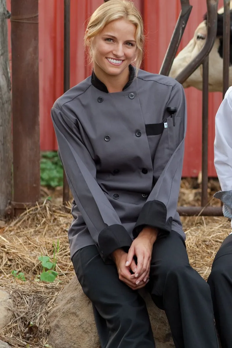 Slate With Black Trim Newport Chef Coat