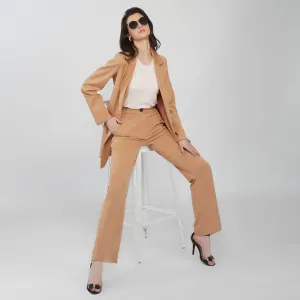 SLAY. Women's Beige Tuxedo Blazer Pant Co-ord Set