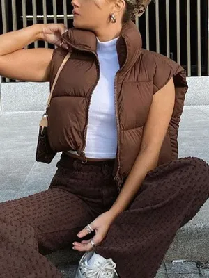 Sleeveless Cropped Puffer Jacket