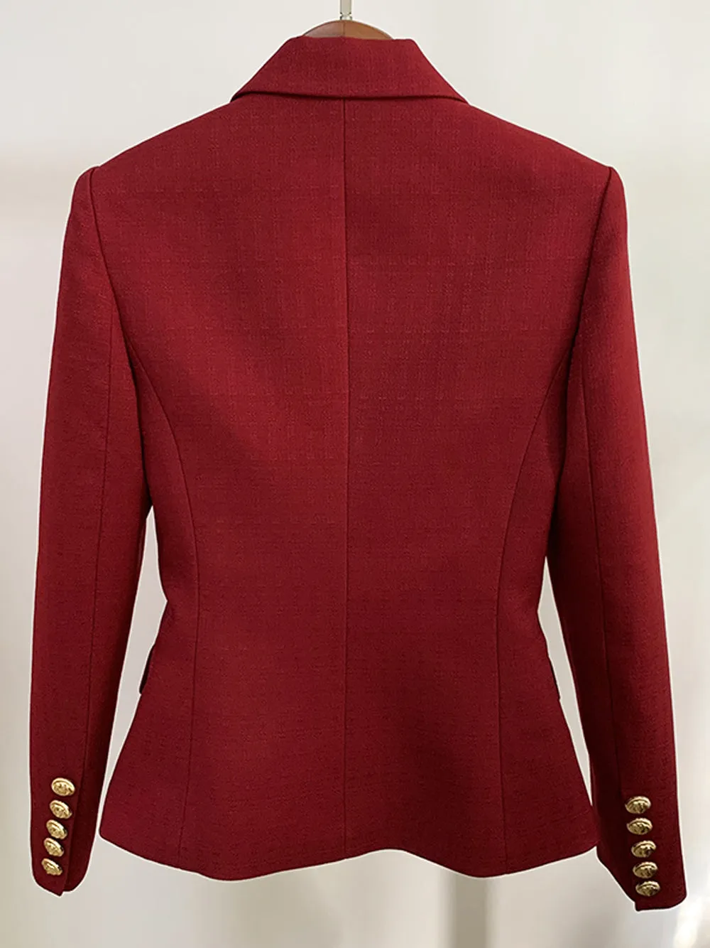 Slim Fit Double Breasted Blazer in Burgundy