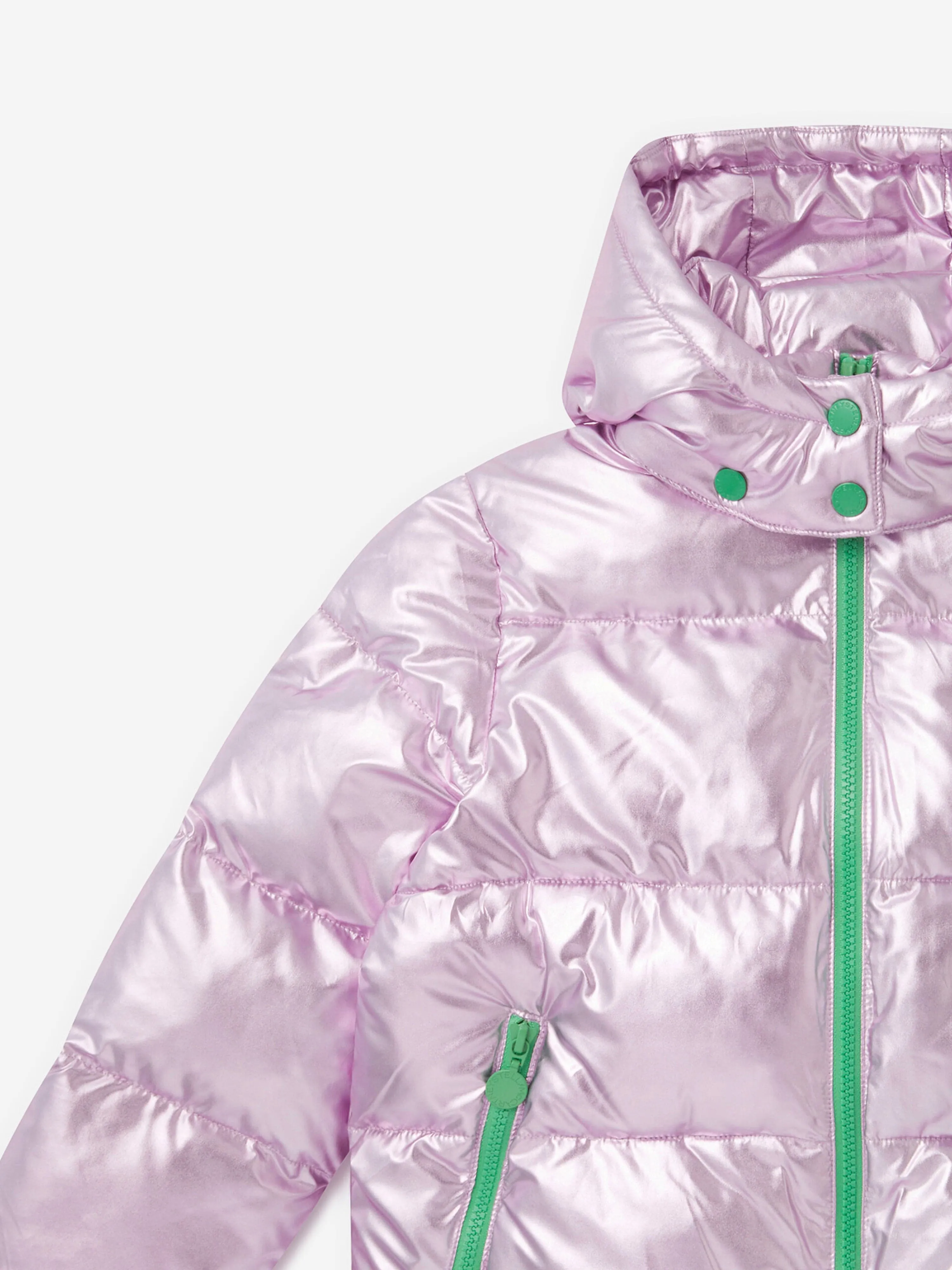 Stella McCartney Girls Metallic Puffer Jacket in Purple