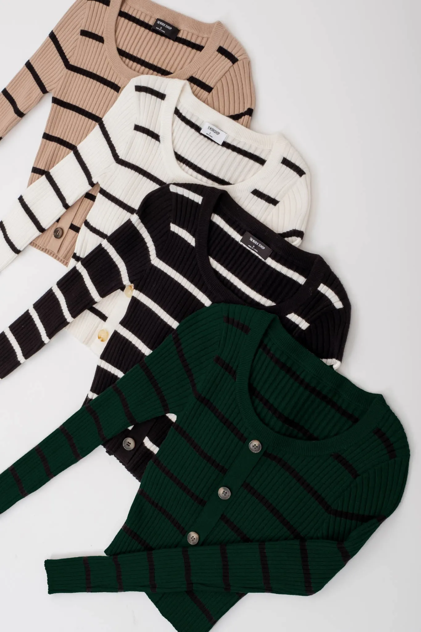 STRIPE SWEATER BUTTON DOWN KNIT CROP TOP