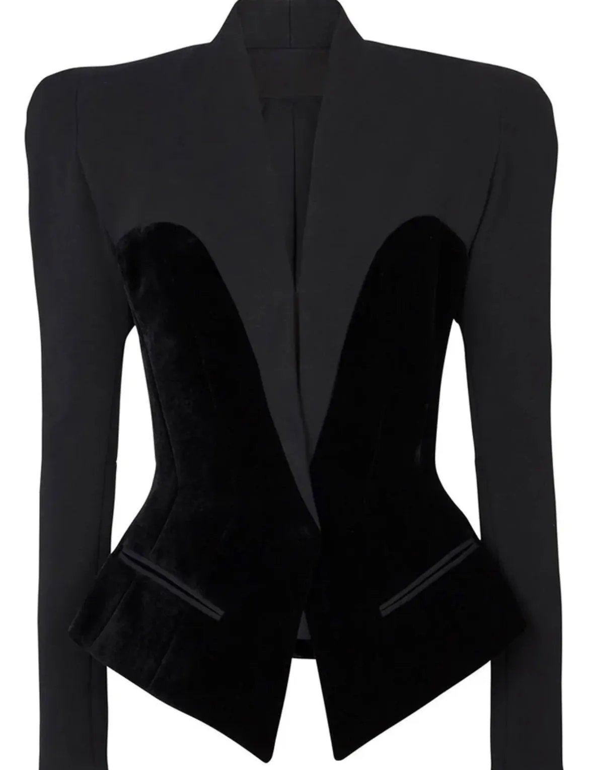 Structured velvet and poplin blazer