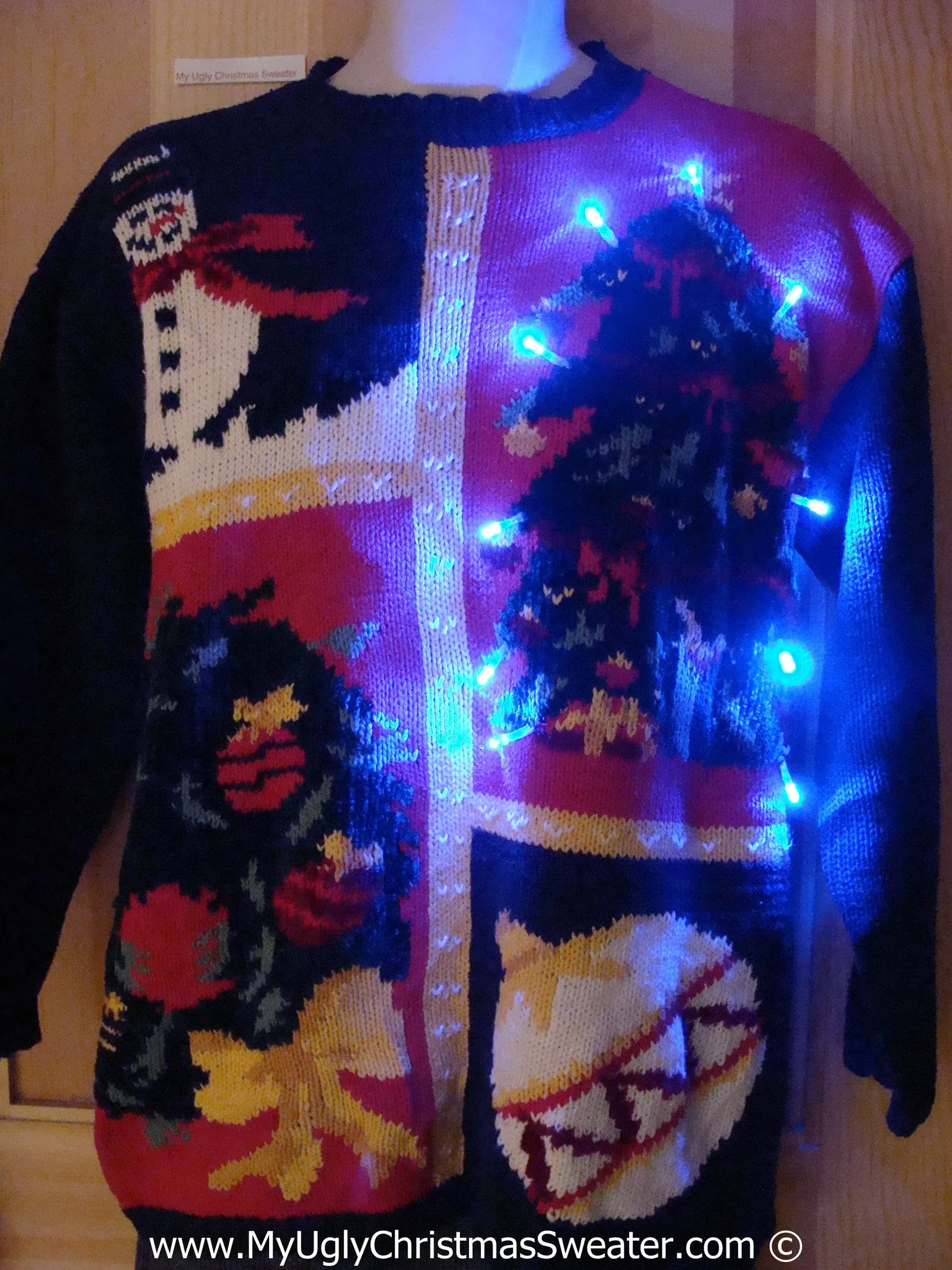 Tacky 80s Style Xmas Sweater with Lights Tree, Ornament (g139)