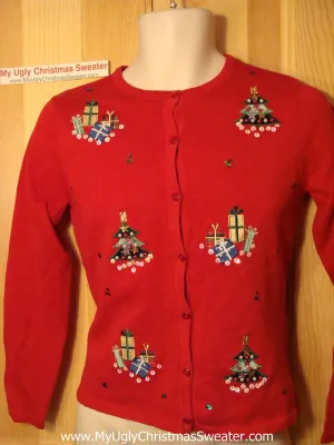 Tacky Ugly Christmas Sweater XS / Child Size with Bling Trees  (f91)