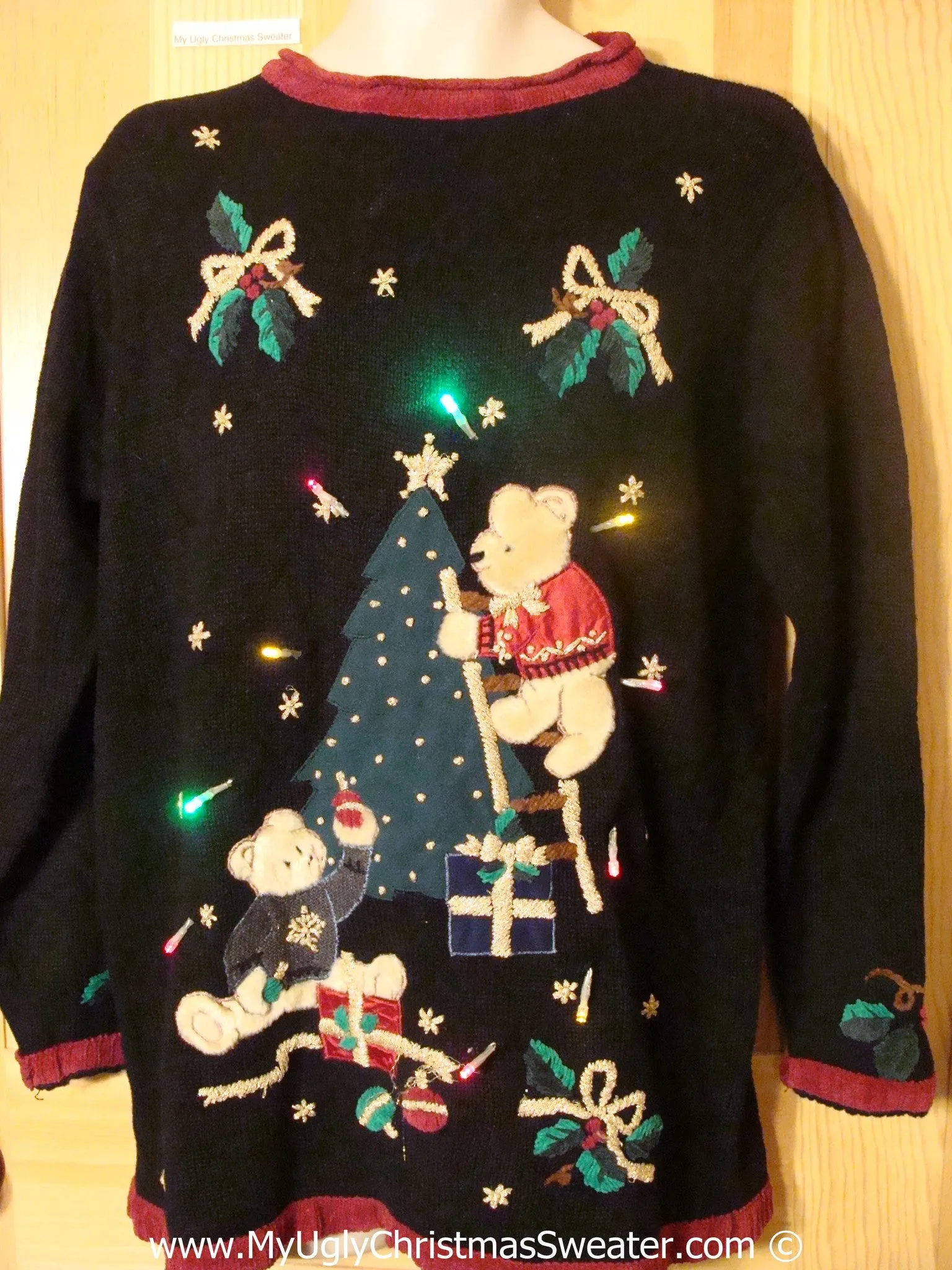 Tacky Xmas Sweater with Lights Bears and Tree (g173)