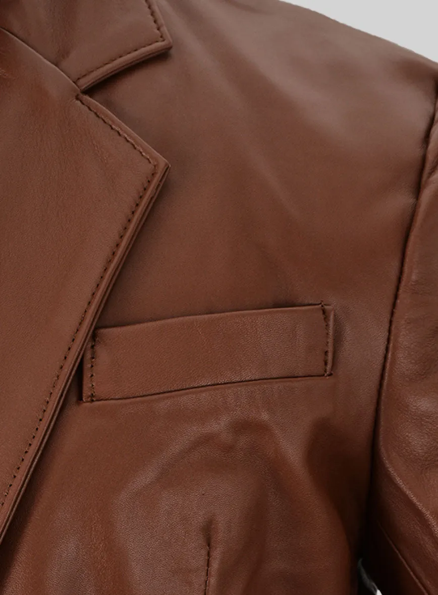 Tan Brown Leather Blazer