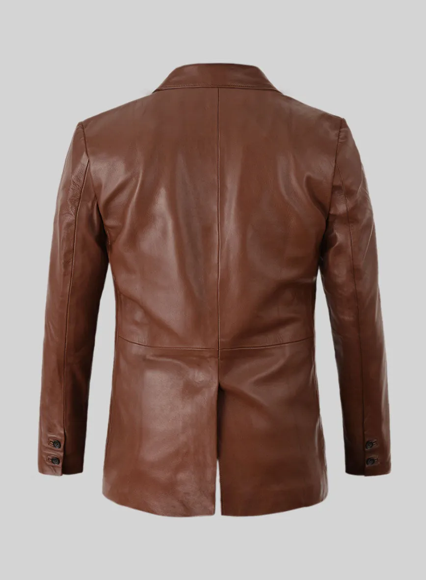 Tan Brown Leather Blazer