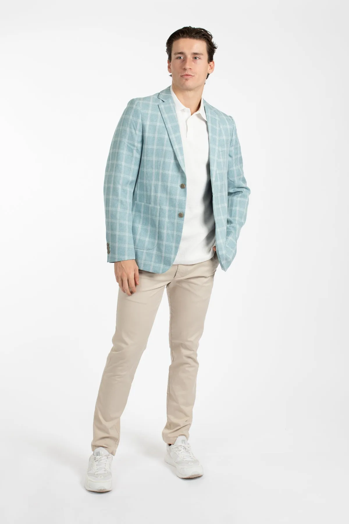 Teal Check Patch Pocket Blazer