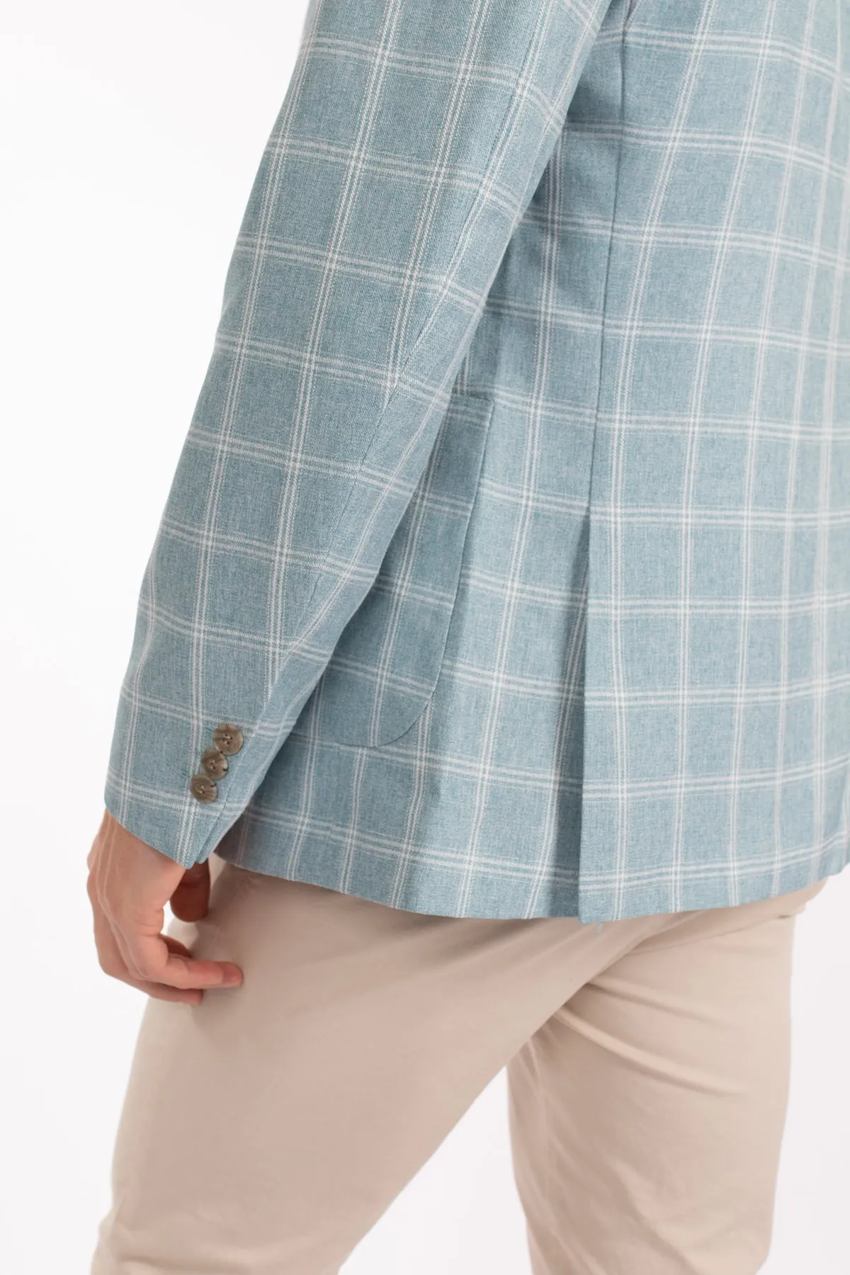 Teal Check Patch Pocket Blazer