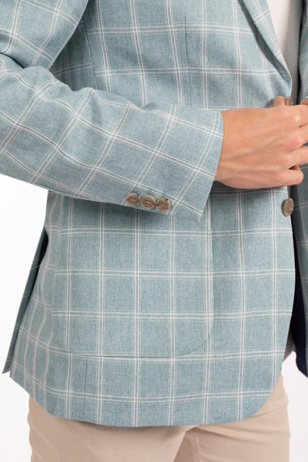 Teal Check Patch Pocket Blazer