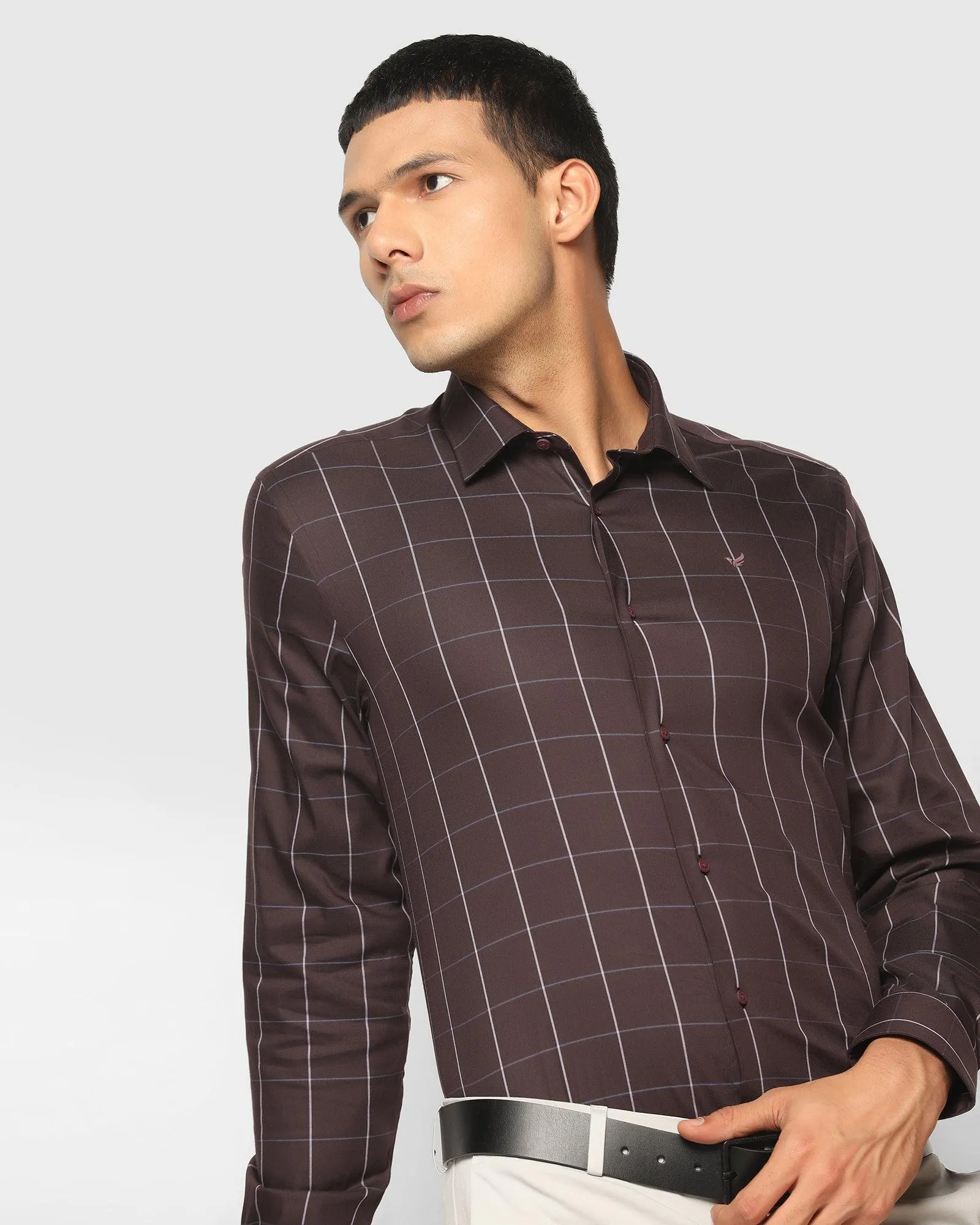 TechPro Formal Plum Check Shirt - Digo