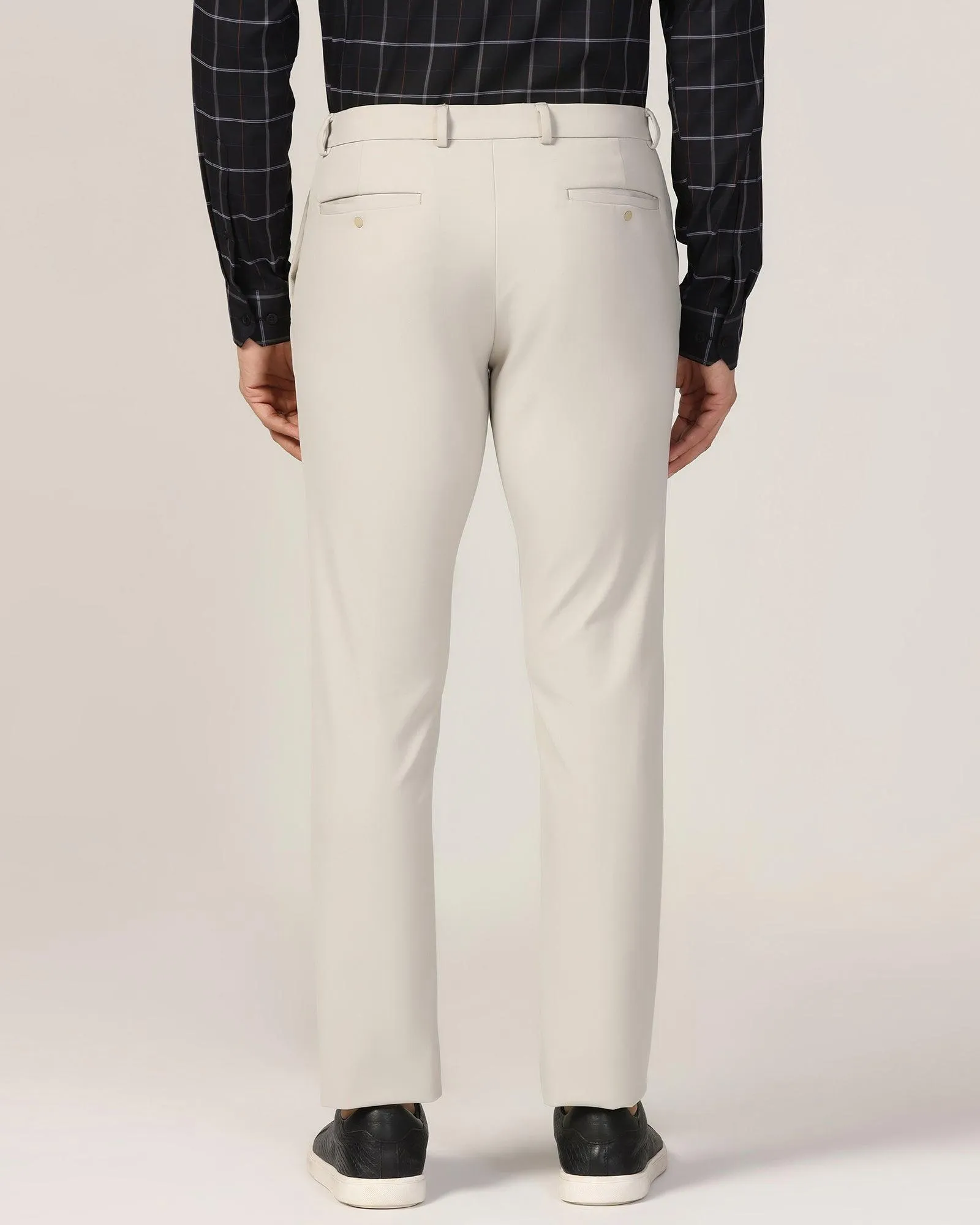 TechPro Slim Fit B-91 Formal Off White Solid Trouser - Ashley