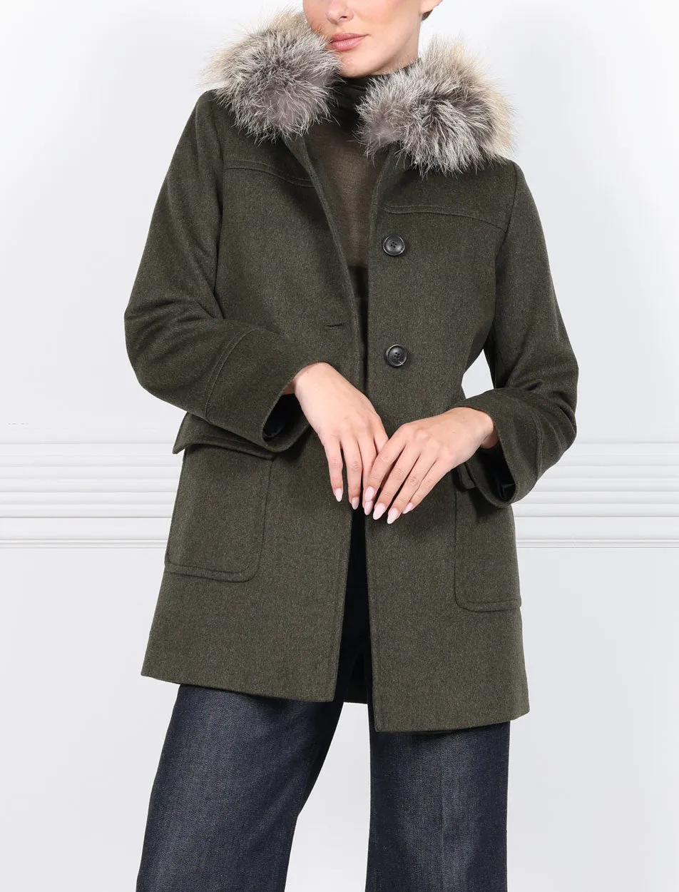 The Easton Loden Wool Hooded Coat with Fur Trim