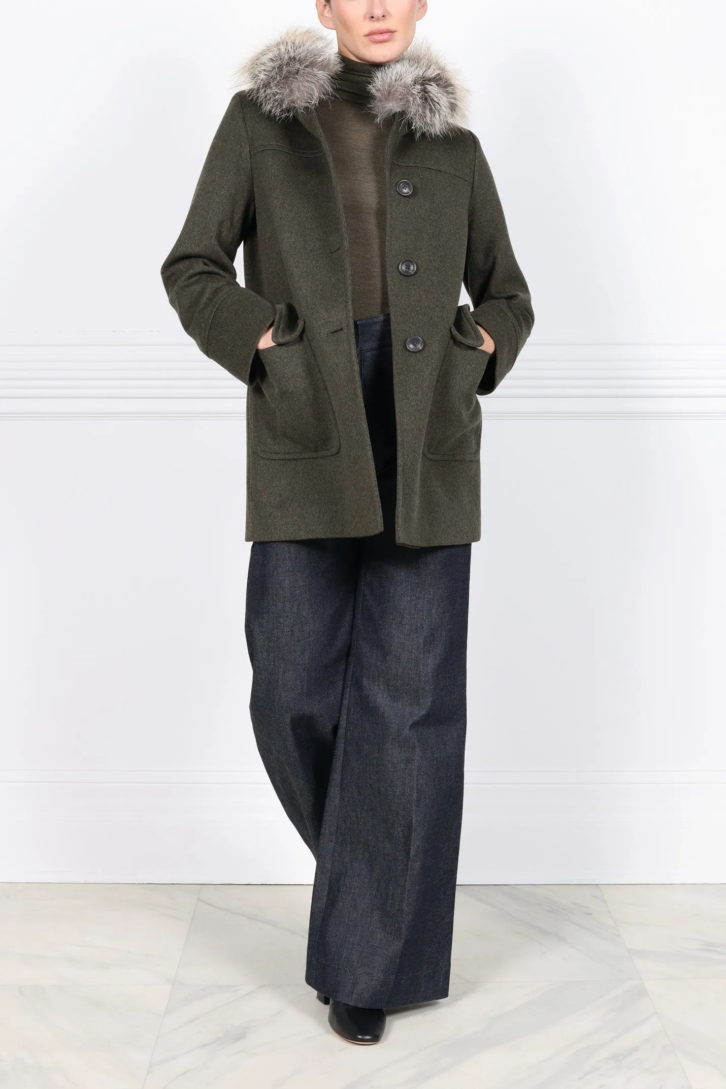 The Easton Loden Wool Hooded Coat with Fur Trim