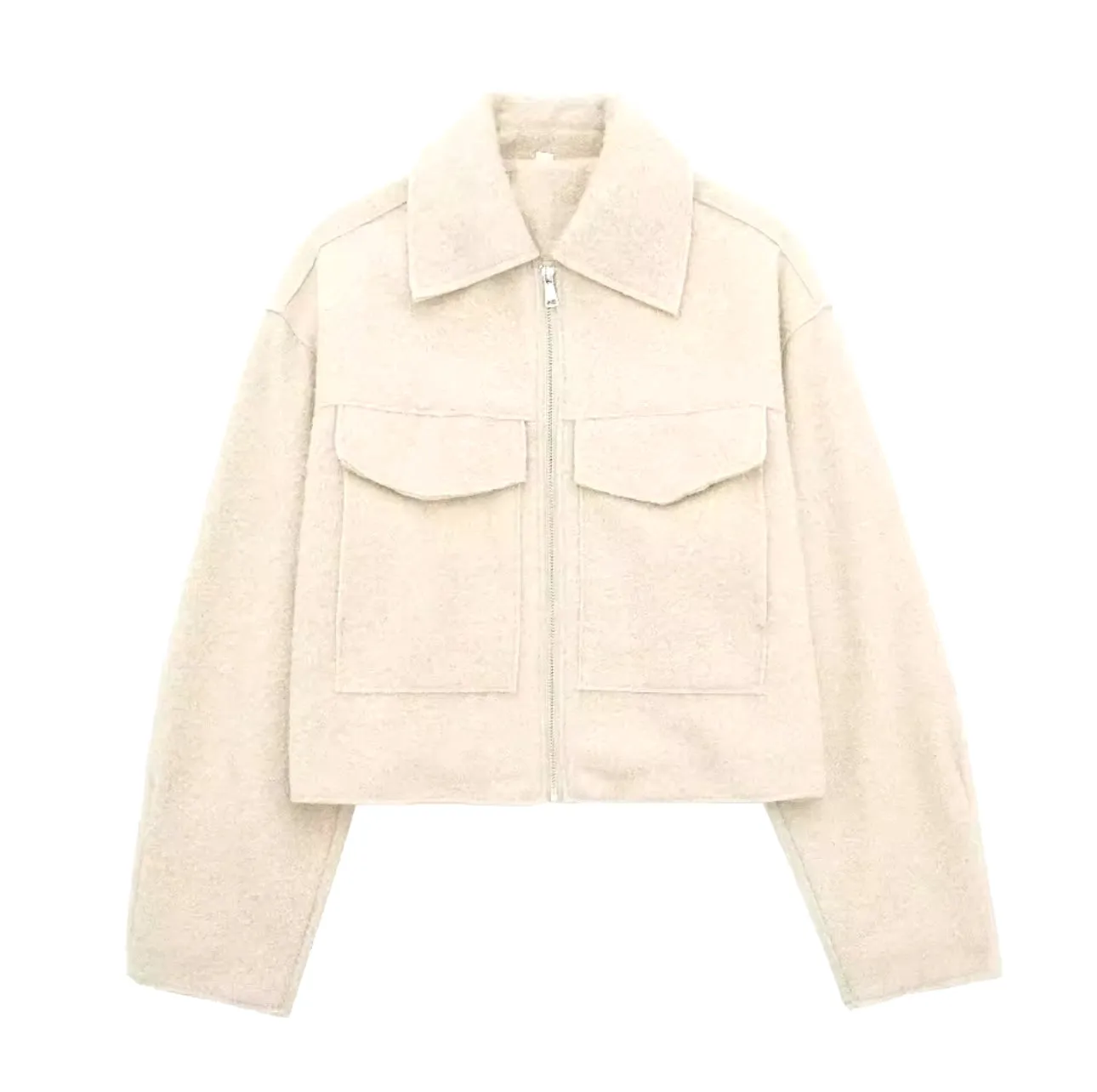 Tianna Long Crop Jacket Coat with Pockets