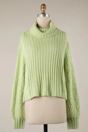 TURTLENECK POPCORN AND CABLE KNIT SWEATER 1 PACK