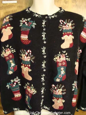 Two Sided 80s Mess with Stockings Ugly Christmas Jumper